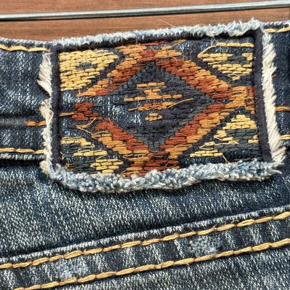 MEK DENIM LOW RISE BOOTCUT 25 Women's Denim Jeans Distressed Western Y2K Blue - Picture 11 of 12